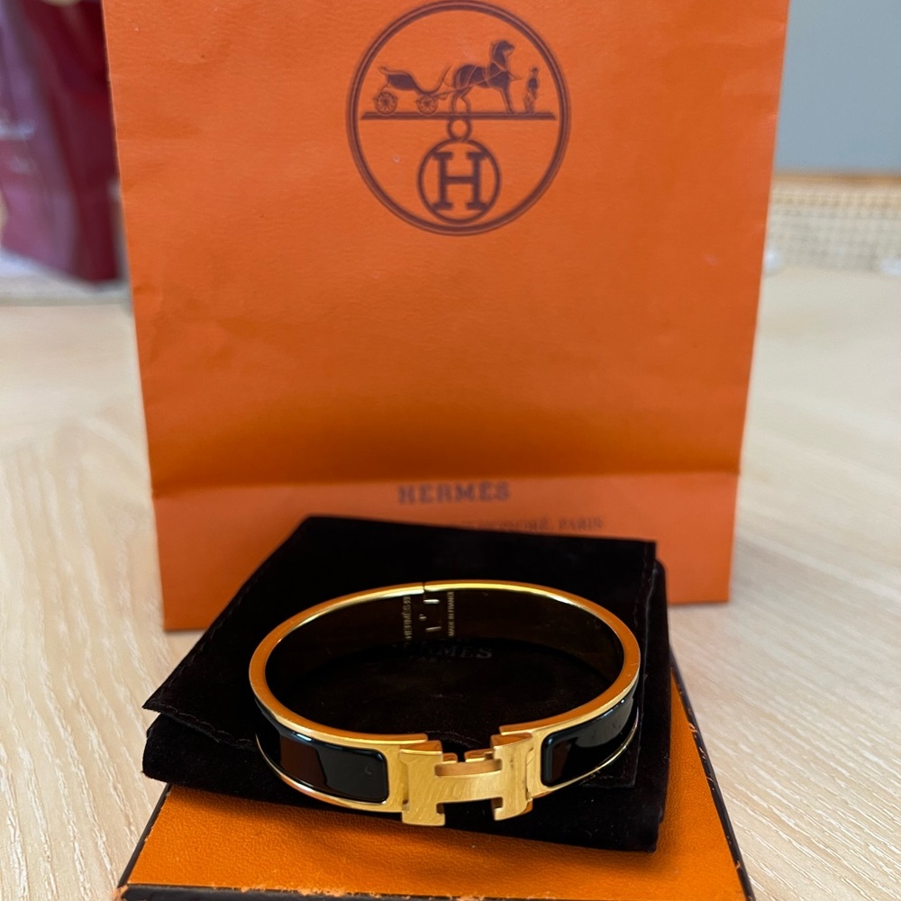 Hermes Black and Gold Women's Bracelet